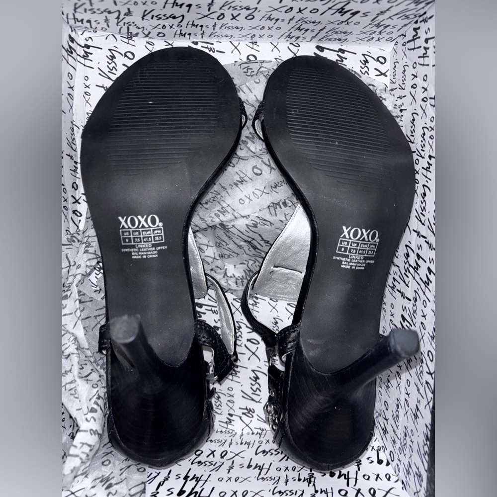 XOXO Black Linked Strappy heels with box Size:
9M - Picture 2 of 8